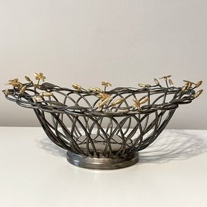 Godinger Silver & Gold Plated Metal Floral Basket Bowl